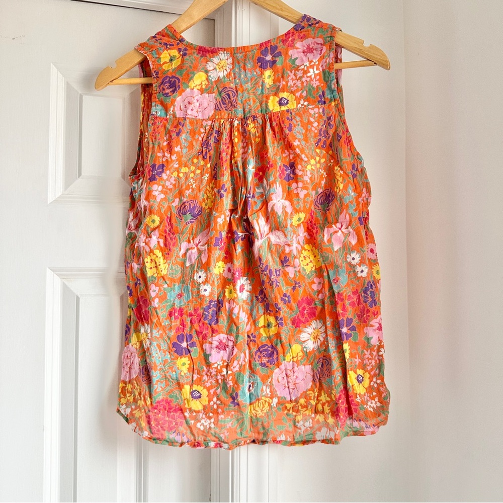 Banjanan Sleeveless Floral Orange Top - Picture 3 of 6